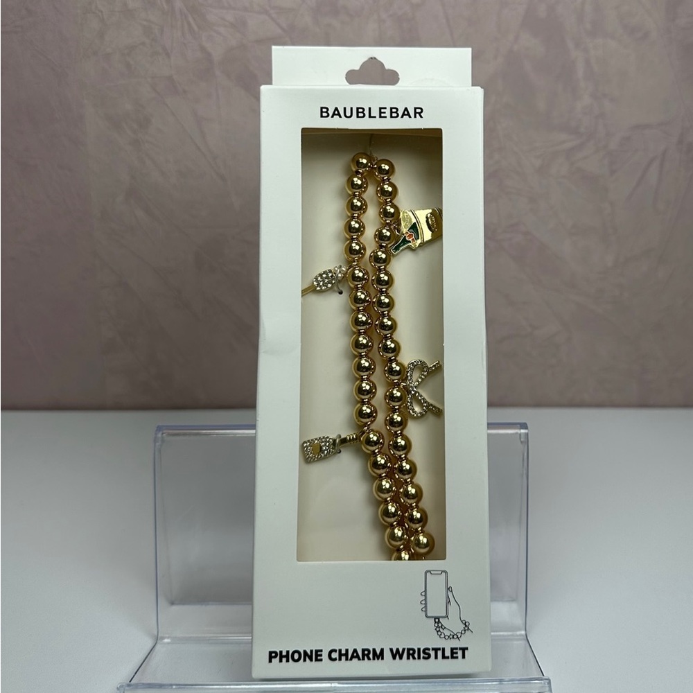 BaubleBar Gold Colored Beaded Phone Charm Wristlet - Picture 5 of 14
